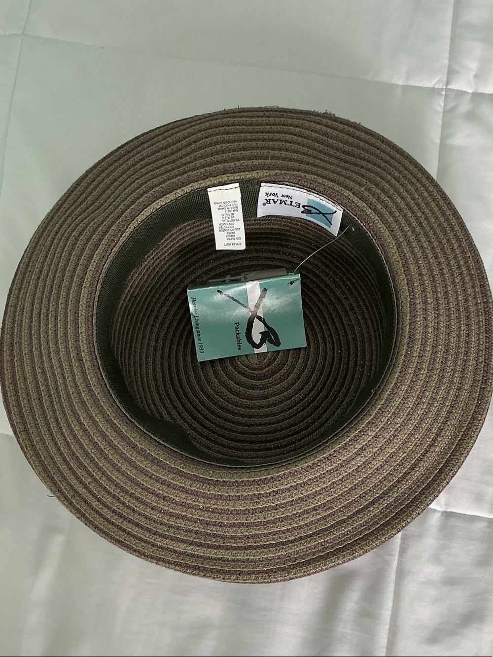 Betmar New York - Woman’s Woven Packable Sun Hat in Olive/Brown - Picture 2 of 12